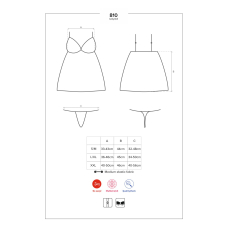 Сатиновый пеньюар с кружевом Obsessive 810–BAB–2 babydoll & thong L/XL, белый, пеньюар, танга