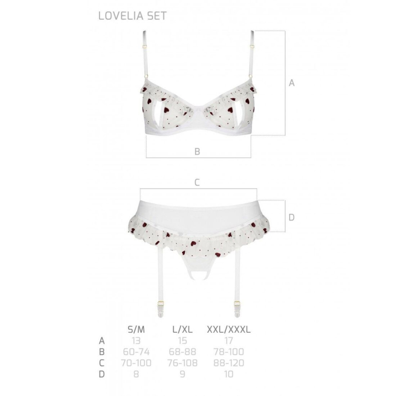 Сексуальний комплект з поясом для панчіх Passion LOVELIA SET L/XL, білий