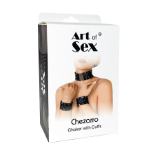 Шкіряний чокер з манжетами Art of Sex – Leather Chezarro