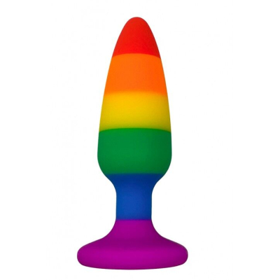 Силиконовая анальная пробка Wooomy Hiperloo Silicone Rainbow Plug L, диаметр 3.9 см, длина 13.1 см