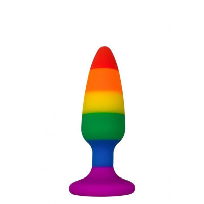 Силиконовая анальная пробка Wooomy Hiperloo Silicone Rainbow Plug S, диаметр 2.4 см, длина 9 см