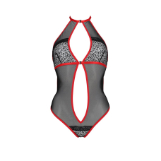 Сітчасте боді з мереживом на грудях Passion SATARA BODY S/M червоний