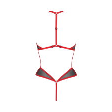 Сітчасте боді з мереживом на грудях Passion SATARA BODY S/M червоний