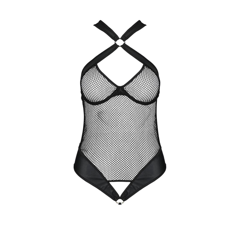 Сітчастий боді з халтером Passion Amanda Body L/XL, чорний колір