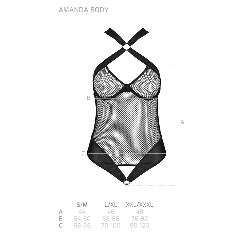 Сітчастий боді з халтером Passion Amanda Body L/XL, чорний колір