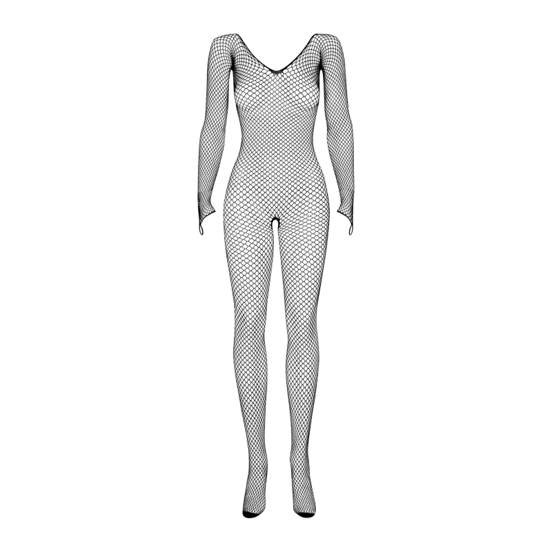 Сітчастий бодістокінг із довгим рукавом Obsessive Bodystocking N109 Чорний S/M/L, чорний, комбінезон,
