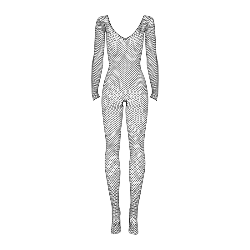 Сітчастий бодістокінг із довгим рукавом Obsessive Bodystocking N109 Чорний S/M/L, чорний, комбінезон,