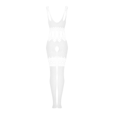 Сітчастий бодістокінг з імітацією топа та шортів Obsessive Bodystocking G330 S/M/L, Білий, з доступо
