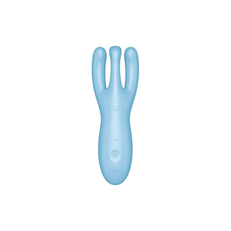 Смарт кліторальний вібратор з трьома пальчиками – Satisfyer Threesome 4 Blue – 12 режимів, дистанційне керування