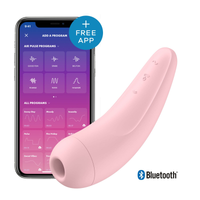 Смарт-вакуумный стимулятор – Satisfyer Curvy 2+ Pink – управление на расстоянии с телефона через приложение