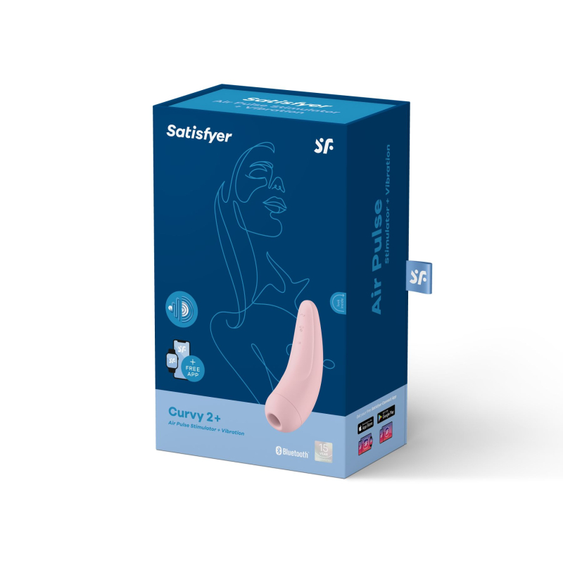 Смарт-вакуумний стимулятор – Satisfyer Curvy 2+ Pink – управління на відстані з телефона через застосунок