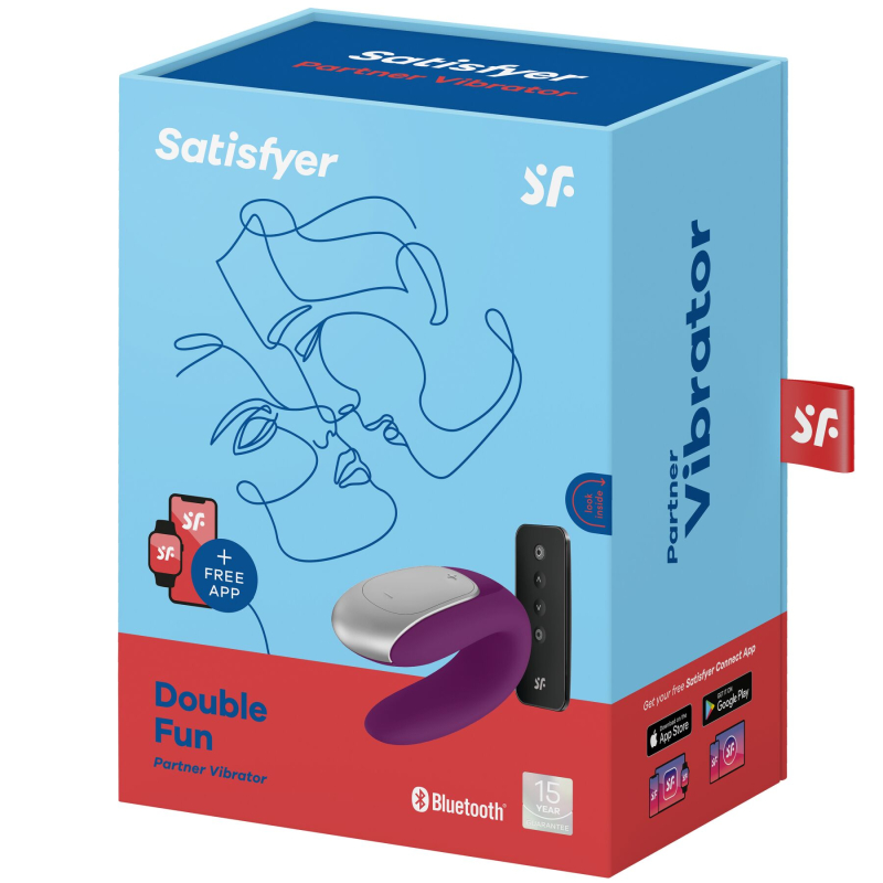 Смарт-вібратор для пар – Satisfyer Double Fun Violet – пульт керування, додаток Satisfyer Connect, дистанційне управління