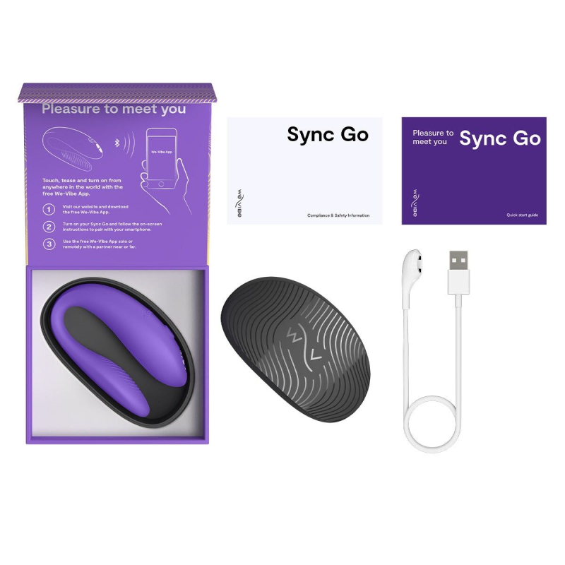 Смарт-вібратор для пар – We-Vibe Sync GO Light Purple – тревел-кейс, пульт, керування через застосунок