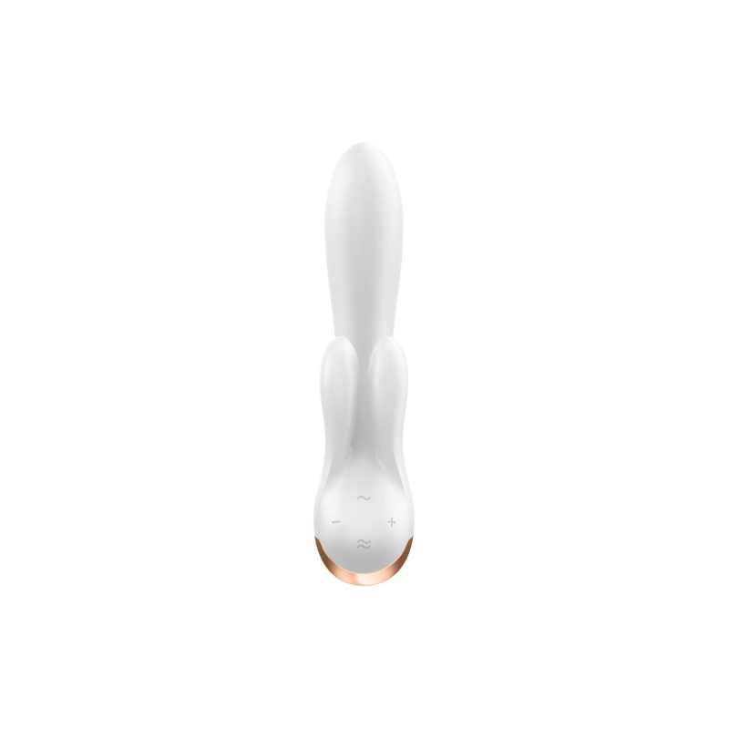 Смарт вібратор-кролик з подвійним відростком – Satisfyer Double Flex White – 10 вібро-режимів, 5 інтенсивностей