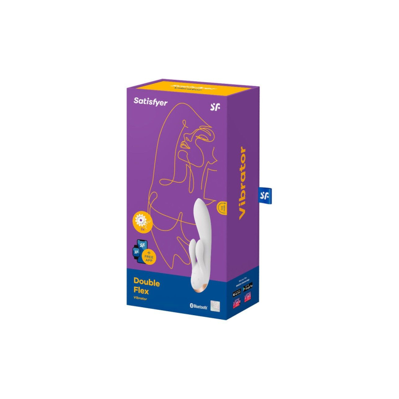 Смарт вібратор-кролик з подвійним відростком – Satisfyer Double Flex White – 10 вібро-режимів, 5 інтенсивностей