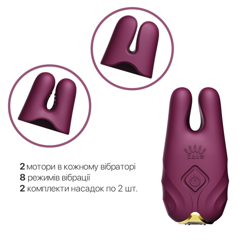Смарт-вібратор – Zalo Nave Velvet Purple – пульт і мобільне керування, 2 комплекти насадок
