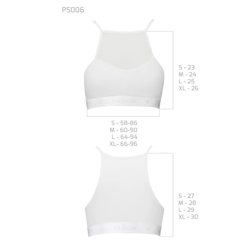 Спортивный топ с прозрачной вставкой Passion PS006 TOP XL, белый