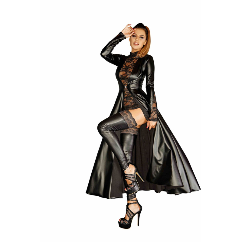 Сукня–плащ з мокрим ефектом Noir Handmade F128C Powerwetlook gown coat, L