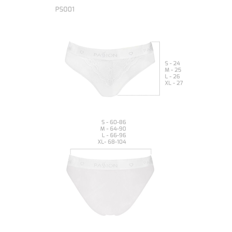 Трусики з широкою гумкою і мереживом Passion PS001 PANTIES M, білий