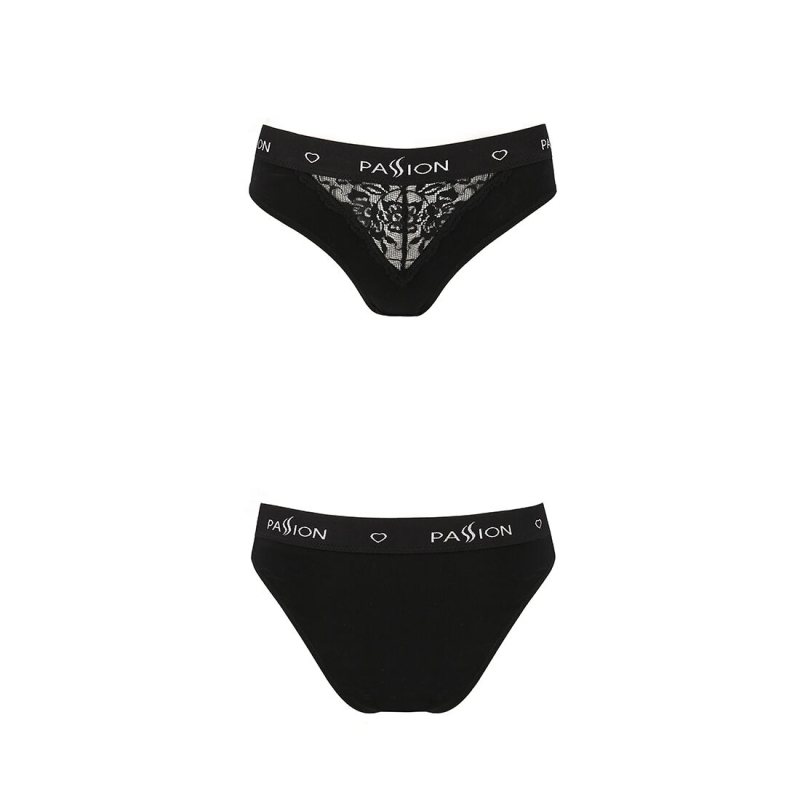 Трусики с широкой резинкой и кружевом Passion PS001 PANTIES M, черный цвет