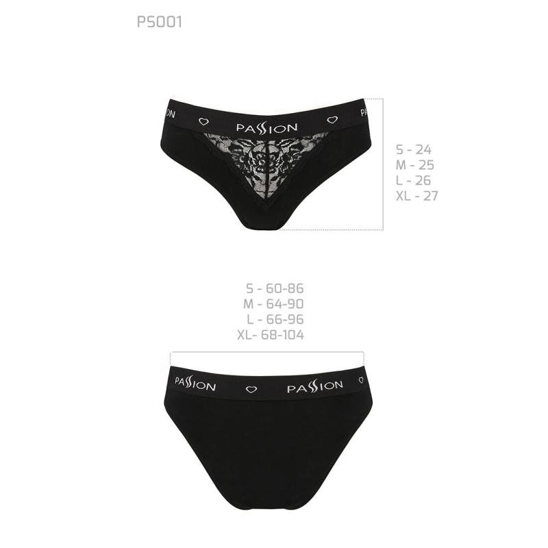Трусики с широкой резинкой и кружевом Passion PS001 PANTIES M, черный цвет