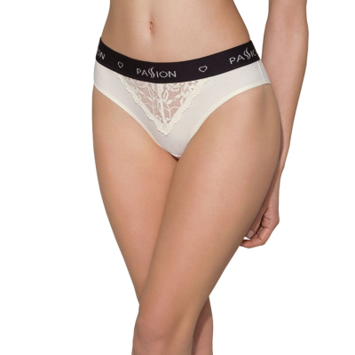 Трусики з широкою гумкою і мереживом Passion PS001 PANTIES XL, молочний колір