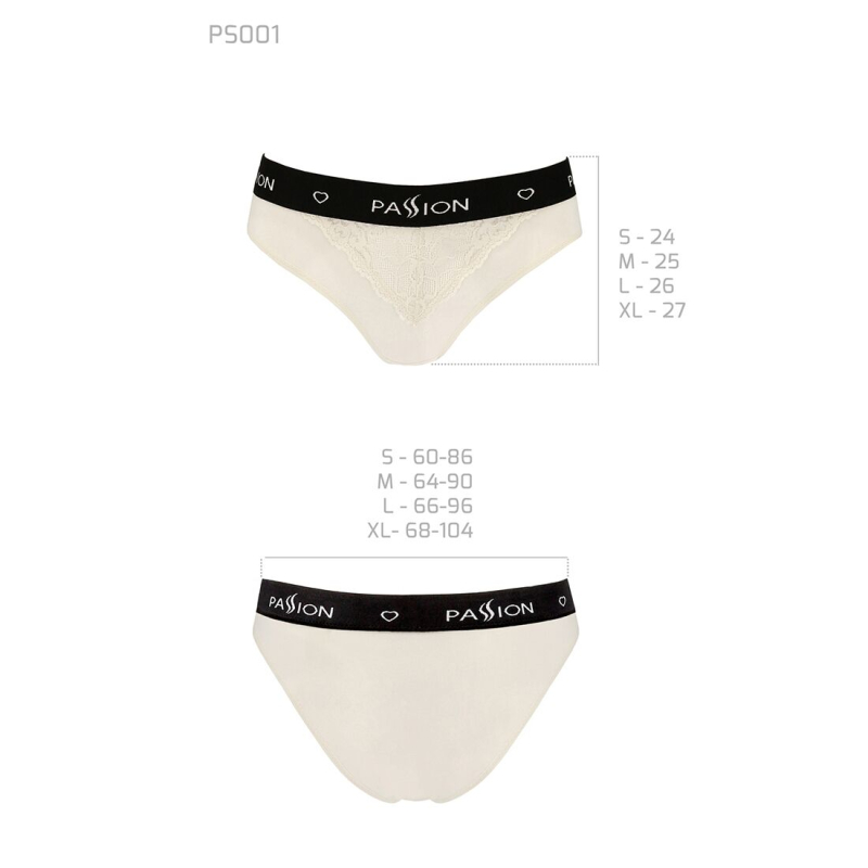 Трусики з широкою гумкою і мереживом Passion PS001 PANTIES XL, молочний колір
