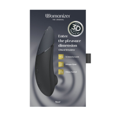 Вакуумный клиторальный стимулятор – Womanizer Next Black – технология 3D Pleasure Air, 14 режимов