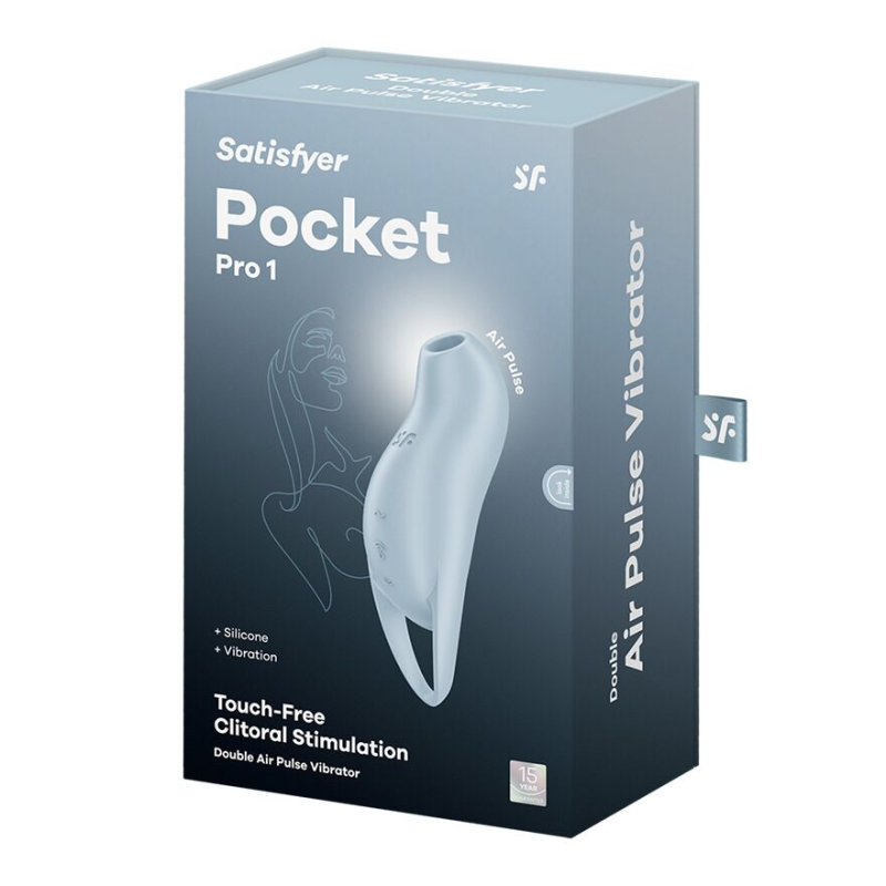 Вакуумний кліторальний стимулятор з вібрацією – Satisfyer Pocket Pro 1 Blue – 11 режимів вакууму + 12 вібрації