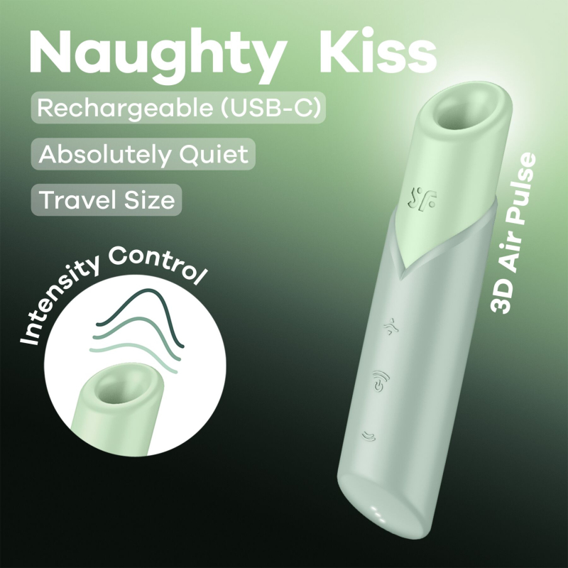 Вакуумний стимулятор – Satisfyer Naughty Kiss, 3D Air Pulse, 30 режимів роботи