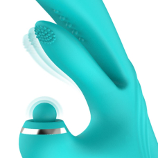 Вібратор-кролик для точки G та клітора Good Vibes Only Lisa Thrusting Rabbit Vibrator with G-Spot, зелений