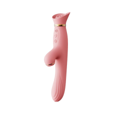 Вібратор-кролик з підігрівом і вакуумом – Zalo ROSE Vibrator Strawberry Pink – 6 вібро-режимів, 3 вакууму