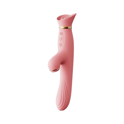 Вибратор-кролик с подогревом и вакуумом – Zalo ROSE Vibrator Strawberry Pink – 6 вибро-режимов, 3 вакуума