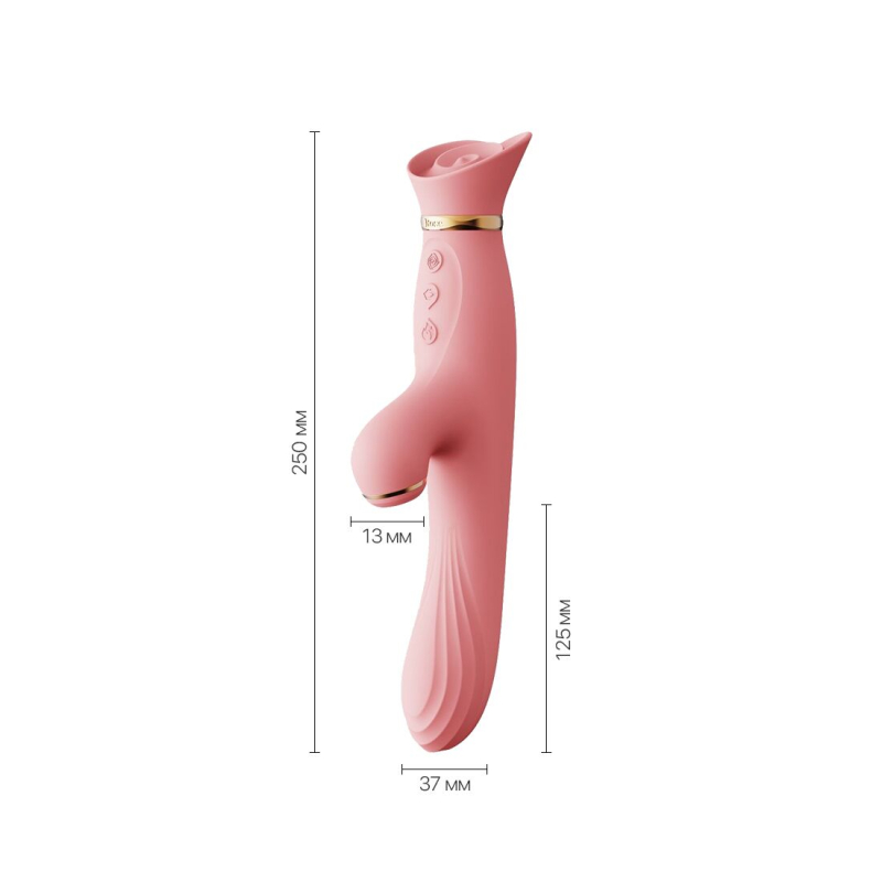 Вібратор-кролик з підігрівом і вакуумом – Zalo ROSE Vibrator Strawberry Pink – 6 вібро-режимів, 3 вакууму
