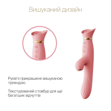 Вібратор-кролик з підігрівом і вакуумом – Zalo ROSE Vibrator Strawberry Pink – 6 вібро-режимів, 3 вакууму