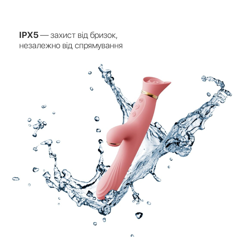 Вібратор-кролик з підігрівом і вакуумом – Zalo ROSE Vibrator Strawberry Pink – 6 вібро-режимів, 3 вакууму
