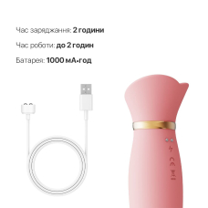 Вібратор-кролик з підігрівом і вакуумом – Zalo ROSE Vibrator Strawberry Pink – 6 вібро-режимів, 3 вакууму