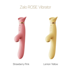Вібратор-кролик з підігрівом і вакуумом – Zalo ROSE Vibrator Strawberry Pink – 6 вібро-режимів, 3 вакууму