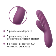 Вібратор-кролик з рухомим стовбуром – Svakom Avery Lilac – 5 режимів + 5 рівнів інтенсивності, водозахист