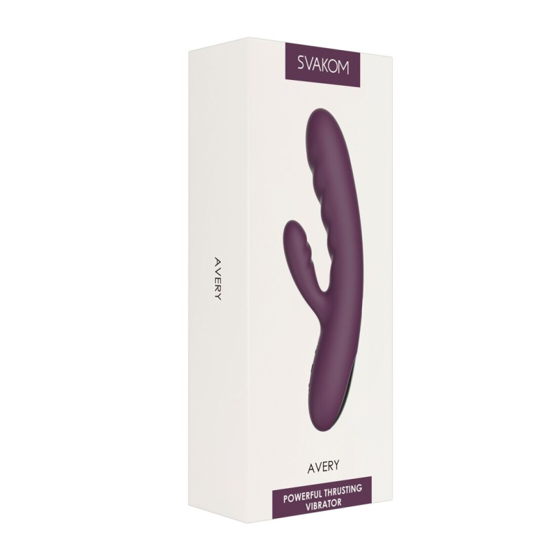 Вибратор-кролик с движущимся стволом – Svakom Avery Lilac – 5 режимов + 5 уровней интенсивности, водозащита
