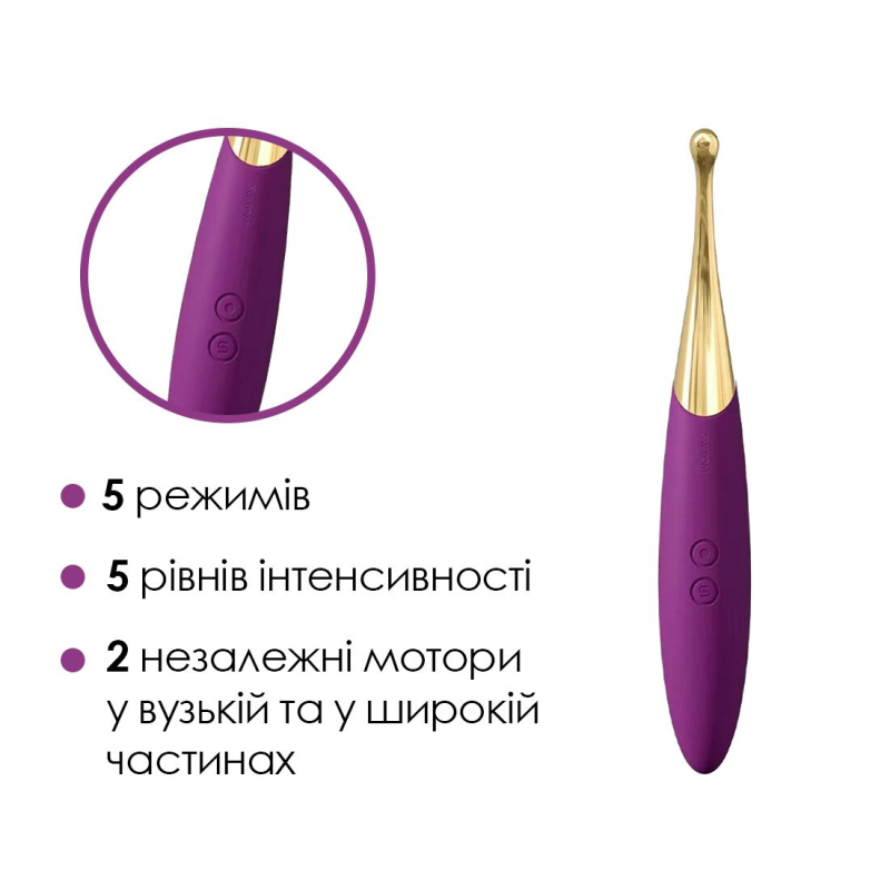 Вібратор з насадками – Svakom Beatrice – для клітора та сосків, 5 режимів вібрації + 5 рівнів