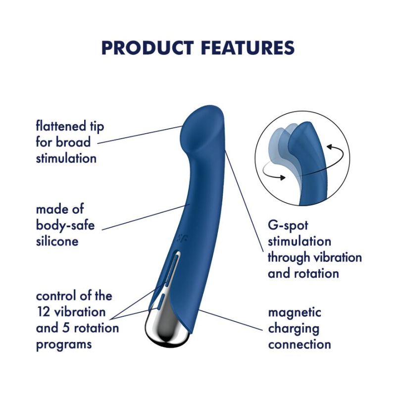 Вібратор з ротацією для точки G – Satisfyer Spinning G-Spot 1 Blue – 12 віброрежимів, 5 налаштувань ротації