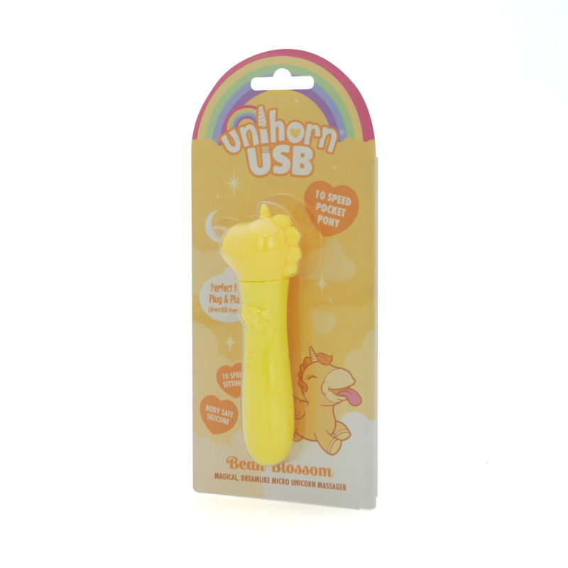 Віброкуля-єдиноріжка для клітора - Unihorn USB Bullet Bean Blossom, жовтого кольору, 10 режимів