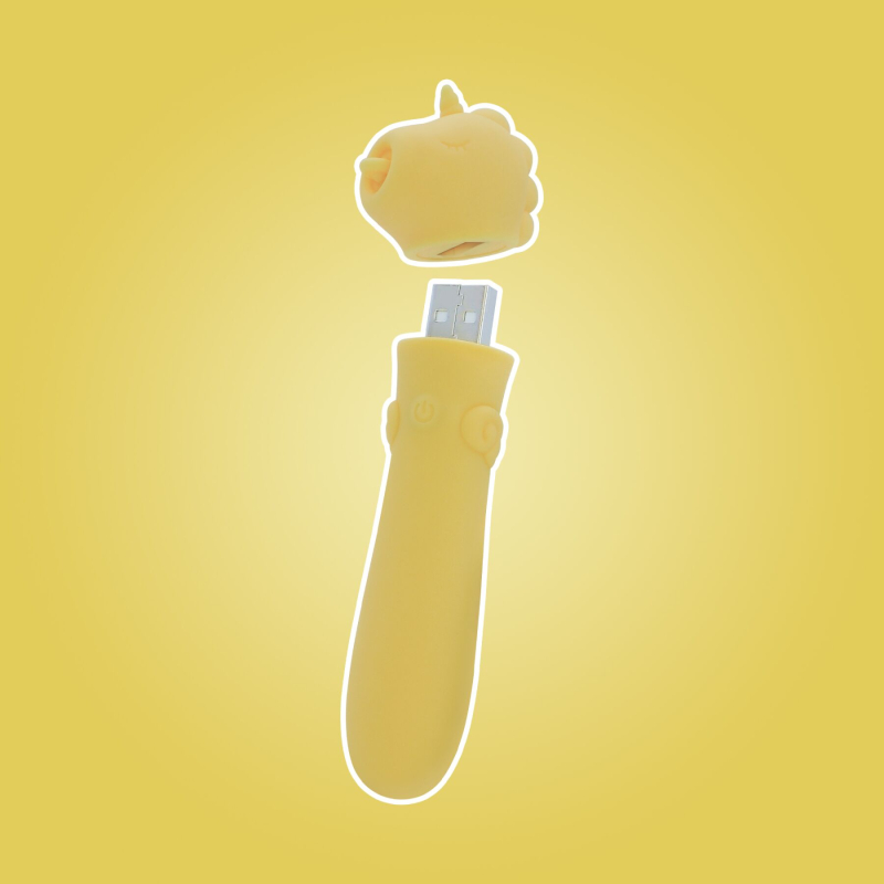 Віброкуля-єдиноріжка для клітора - Unihorn USB Bullet Bean Blossom, жовтого кольору, 10 режимів