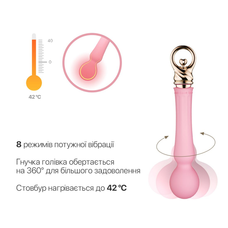 Вібромасажер для точки G з підігрівом до 42° – Zalo Sweet Magic Confidence Wand Fairy Pink – 8 вібро-режимів