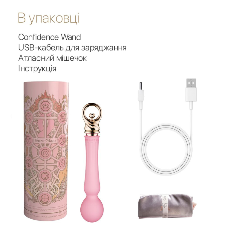 Вібромасажер для точки G з підігрівом до 42° – Zalo Sweet Magic Confidence Wand Fairy Pink – 8 вібро-режимів