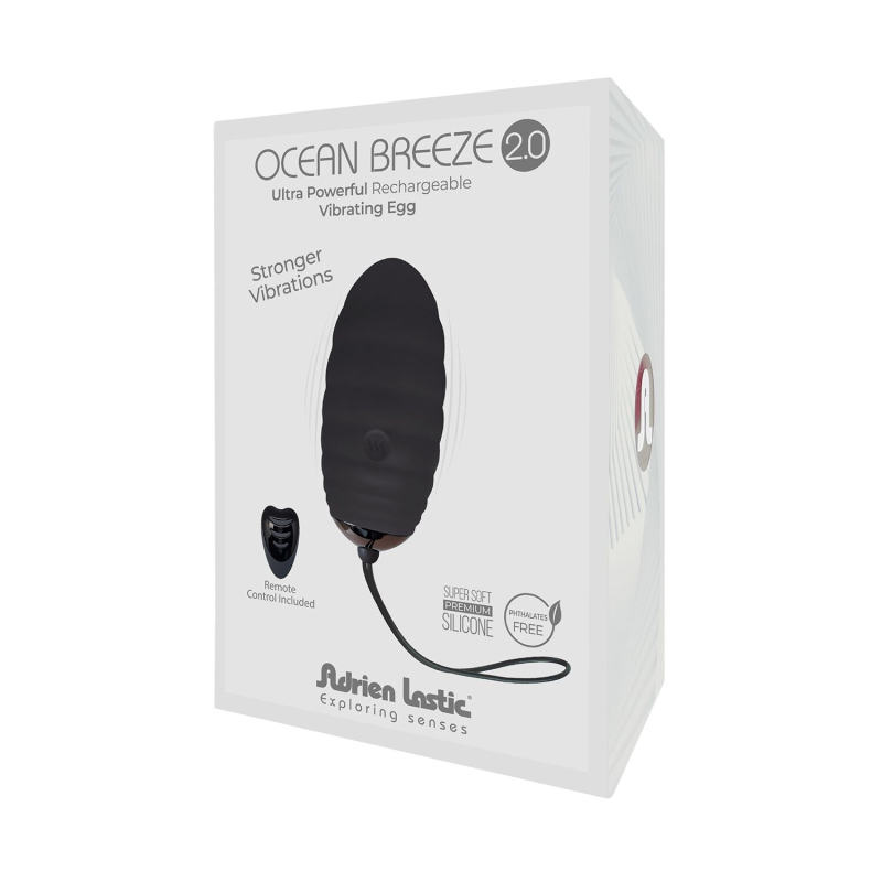 Виброяйцо с пультом – Adrien Lastic Ocean Breeze 2.0 Black – мощный мотор, 10 вибро-режимов