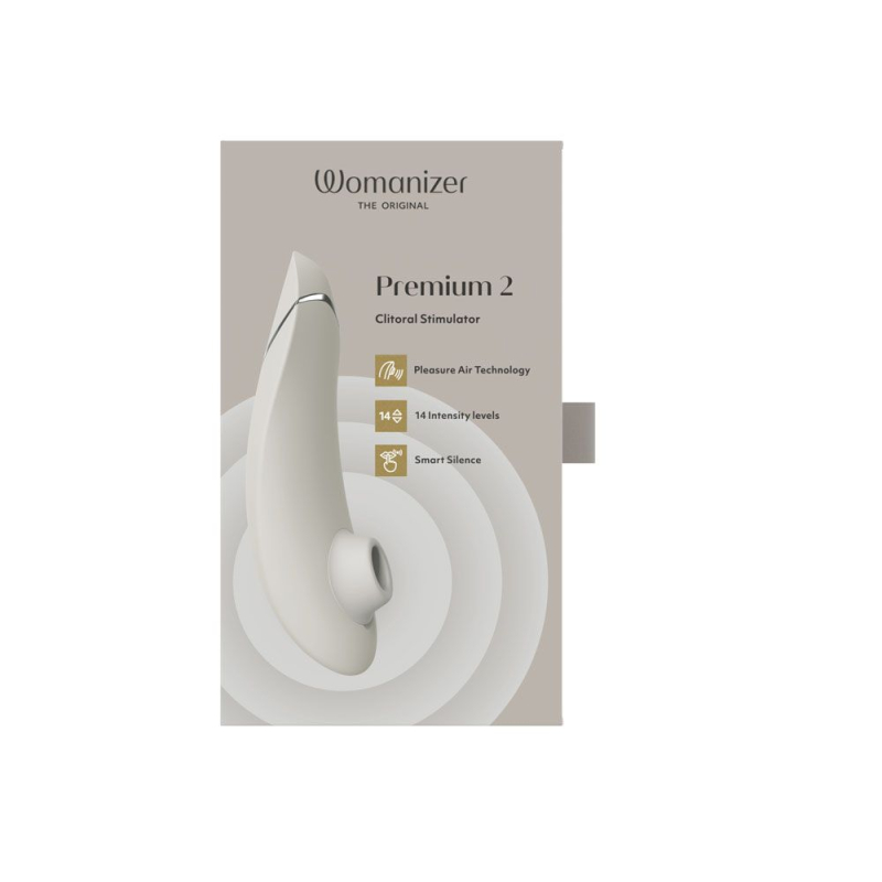 Womanizer Premium 2 Grey – Вакуумний кліторальний стимулятор з функціями Autopilot, Smart Silence
