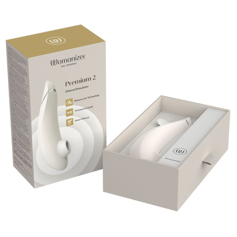 Womanizer Premium 2 Grey – Вакуумний кліторальний стимулятор з функціями Autopilot, Smart Silence