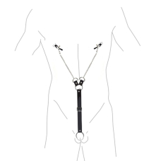 Затискачі для сосків з фіксацією на пенісі Art of Sex – Nipple Clamps for Men, екошкіра